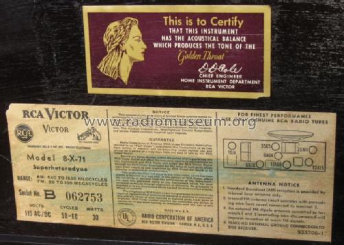 8X71 Ch= RC-1070; RCA RCA Victor Co. (ID = 877089) Radio