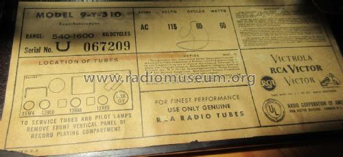 9Y510 Ch= RC-1077A; RCA RCA Victor Co. (ID = 3079961) Radio