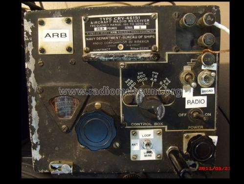 Aircraft Radio Receiver ARB CRV-46151; RCA RCA Victor Co. (ID = 961147) Mil Re