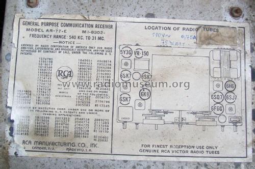 AR-77E ; RCA RCA Victor Co. (ID = 2293196) Commercial Re