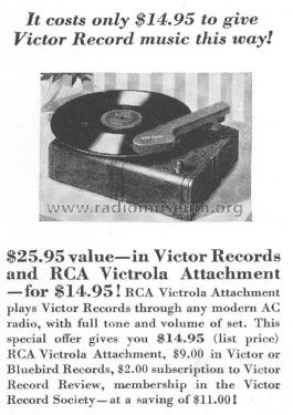 Victrola Attachment ; RCA RCA Victor Co. (ID = 1800898) R-Player