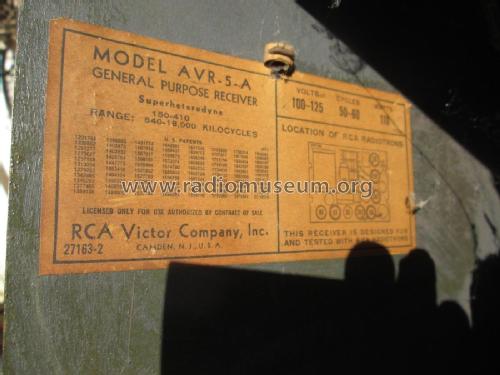 AVR-5-A Airport Receiver ; RCA RCA Victor Co. (ID = 2005534) Commercial Re