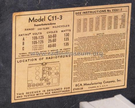 C11-3 ; RCA RCA Victor Co. (ID = 2270652) Radio