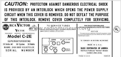 C2E Ch= RC-1188B; RCA RCA Victor Co. (ID = 2841049) Radio