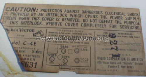 C-4E Ch= RC-1191; RCA RCA Victor Co. (ID = 1535704) Radio