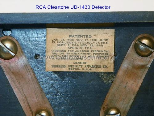 Cleartone Crystal Detector Model UD 1430; RCA RCA Victor Co. (ID = 1476908) Bauteil