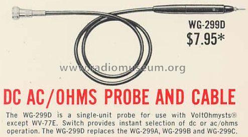 DC AC/Ohms Probe and Cable WG-299-D; RCA RCA Victor Co. (ID = 498835) Equipment