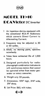 DC Inverter TH-10; RCA RCA Victor Co. (ID = 2544807) Power-S