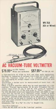 High Sensitivity AC VTVM WV-76-A ; RCA RCA Victor Co. (ID = 498848) Equipment