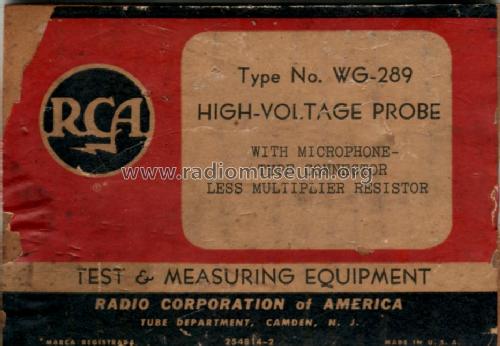 High Voltage Probe WG-289; RCA RCA Victor Co. (ID = 1187605) Equipment