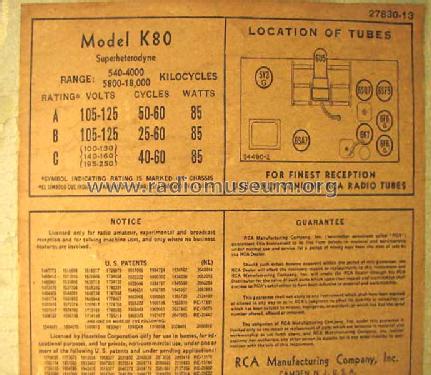 K80 Ch= RC-415A; RCA RCA Victor Co. (ID = 352212) Radio