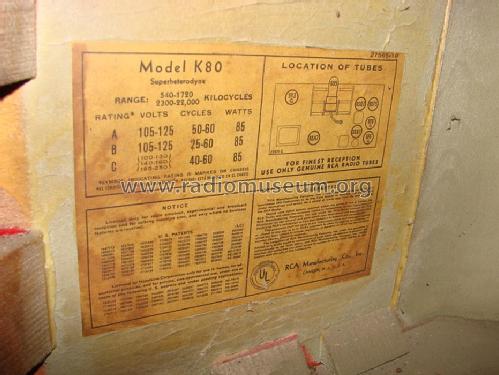 K80 Ch= RC-415A; RCA RCA Victor Co. (ID = 1420343) Radio