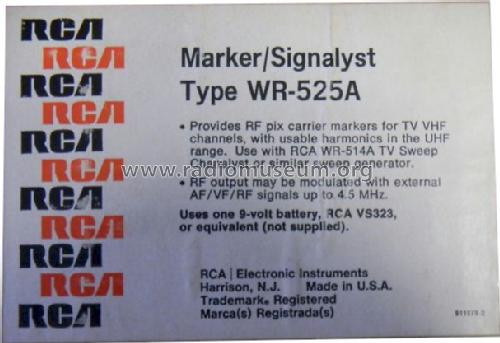 Marker-Signalyst WR-525A; RCA RCA Victor Co. (ID = 1191001) Equipment