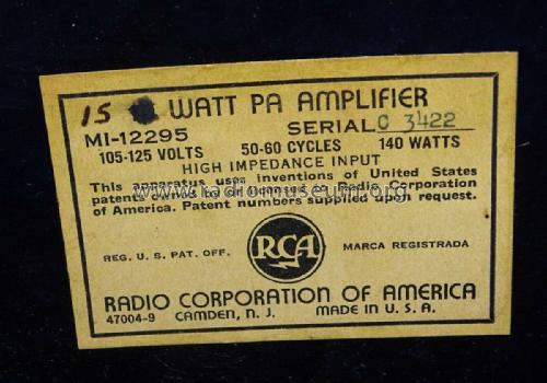 MI-12295 ; RCA RCA Victor Co. (ID = 2644159) Ampl/Mixer