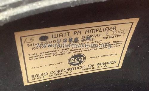 15 Watt PA Amplifier MI-12295; RCA RCA Victor Co. (ID = 3111318) Ampl/Mixer