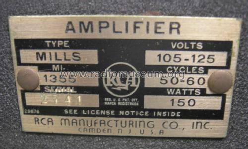 Mills Amplifier MI 1355; RCA RCA Victor Co. (ID = 1655445) Ampl/Mixer