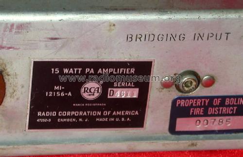 PA Amplifier MI-12156-A; RCA RCA Victor Co. (ID = 808965) Ampl/Mixer