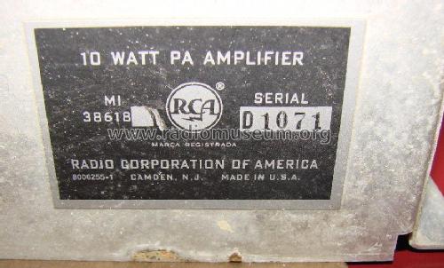 PA Amplifier MI-38618; RCA RCA Victor Co. (ID = 2036297) Verst/Mix