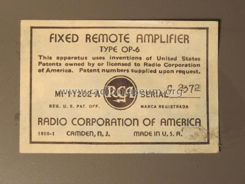 Portable amplifier MI-11202-A OP-6; RCA RCA Victor Co. (ID = 2333295) Ampl/Mixer