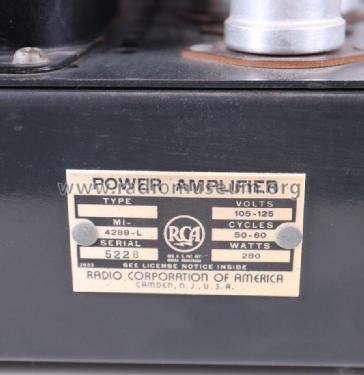 Power Amplifier MI-4288-L; RCA RCA Victor Co. (ID = 2789760) Ampl/Mixer