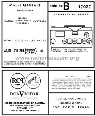 Q103A-2 Ch= RC-1044; RCA RCA Victor Co. (ID = 2978631) Radio