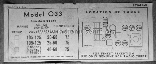 Q33 RC-539; RCA RCA Victor Co. (ID = 2727167) Radio