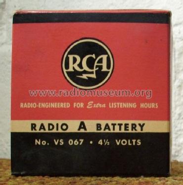 Radio A Battery - 4½ Volts VS 067; RCA RCA Victor Co. (ID = 1795642) Power-S