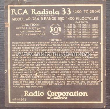 Radiola 33 AC; RCA RCA Victor Co. (ID = 1703767) Radio