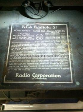 Radiola 51 AR-904; RCA RCA Victor Co. (ID = 1366436) Radio