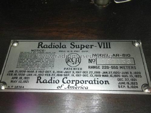 Radiola Super-VIII ; RCA RCA Victor Co. (ID = 1441019) Radio