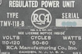 Regulated Power Unit TMV-118-B; RCA RCA Victor Co. (ID = 489606) Power-S