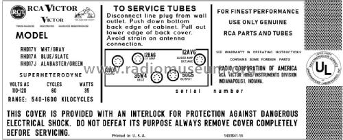 RHD-17A Ch= RC-1213AB; RCA RCA Victor Co. (ID = 2914959) Radio