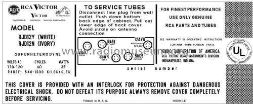 RJD12Y ; RCA RCA Victor Co. (ID = 2944957) Radio