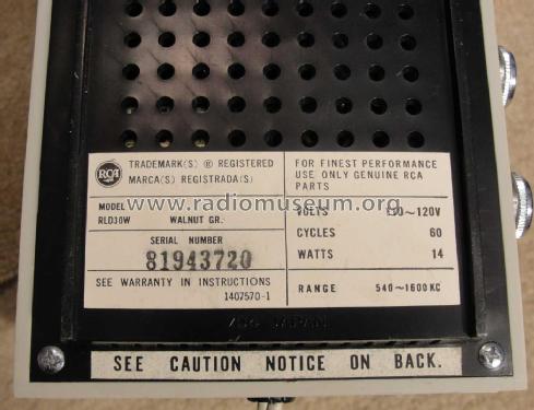 RLD30W ; RCA RCA Victor Co. (ID = 2660085) Radio