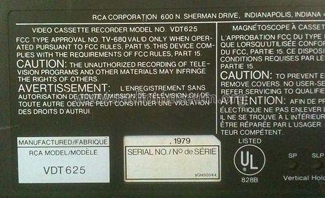 Selectavision Video Cassette Recorder VDT 625; RCA RCA Victor Co. (ID = 1326628) R-Player