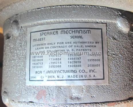 Speaker Mechanism MI-6237; RCA RCA Victor Co. (ID = 2338876) Speaker-P