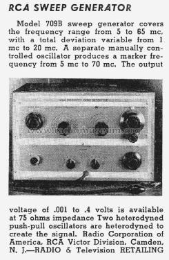 Sweep Generator 709B; RCA RCA Victor Co. (ID = 1179349) Equipment