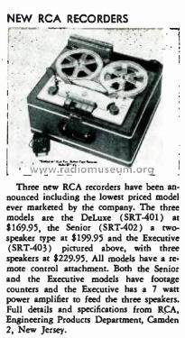 Tape Recorder 'DeLuxe' SRT-401; RCA RCA Victor Co. (ID = 1804446) Enrég.-R