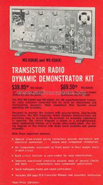 Transistor Radio Dynamic Demo. WE-93A; RCA RCA Victor Co. (ID = 2133904) Kit