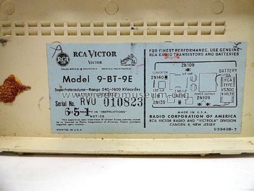 Transistor Six 9-BT-9E Ch= RC-1164A or RC-1164B; RCA RCA Victor Co. (ID = 2322533) Radio