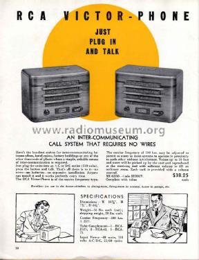 Victor-Phone Inter-Communication System MI-6350; RCA RCA Victor Co. (ID = 2245045) Altri tipi