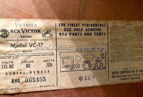 Victrola VC-17; RCA RCA Victor Co. (ID = 2849428) R-Player