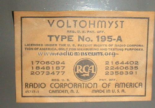 VoltOhmyst 195A; RCA RCA Victor Co. (ID = 1062000) Equipment