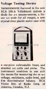 VoltOhmyst 195A; RCA RCA Victor Co. (ID = 3089122) Equipment