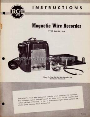 Wire Recorder SW-5A; RCA RCA Victor Co. (ID = 987755) Enrég.-R