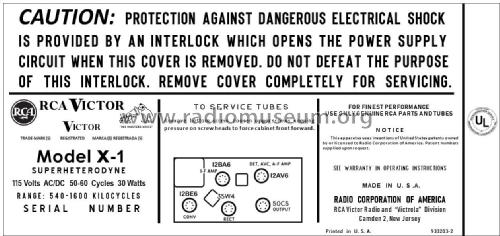 X1 Ch= RC-1188; RCA RCA Victor Co. (ID = 2841033) Radio