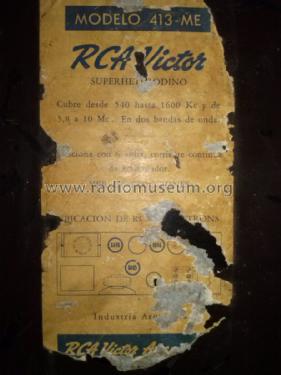 413-ME; RCA Victor; Buenos (ID = 1669785) Radio