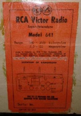 641 ; RCA Victor (ID = 2356739) Radio