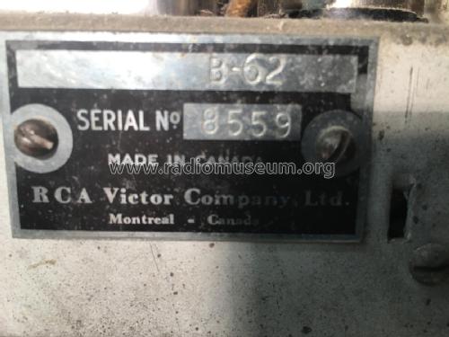 B62 ; RCA Victor (ID = 2189560) Radio