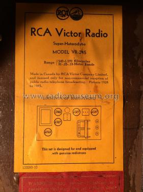 VR245 ; RCA Victor (ID = 2208641) Radio